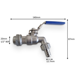 TAP: Ball Valve with Spout - 0.5" BSPm