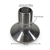 ADAPTER: Tri Clamp (1/1.5") - BSPm (0.25-1.50")