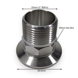 ADAPTER: Tri Clamp (1/1.5") - BSPm (0.25-1.50")